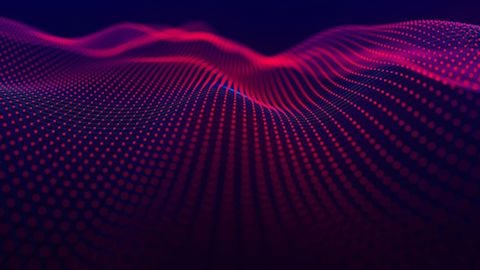 Abstrakte Datenvisualisierung mit roten Punkten auf dunklem Hintergrund – Symbol für digitale Finanzmärkte, Neobroker und moderne Investmenttechnologie.