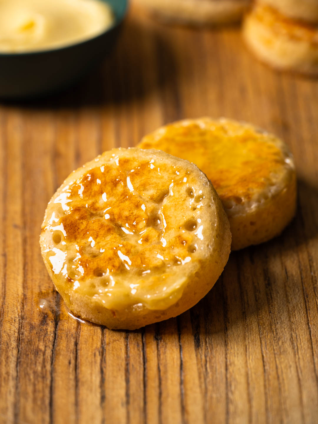 Homemade Crumpets with Whipped Honey Butter  