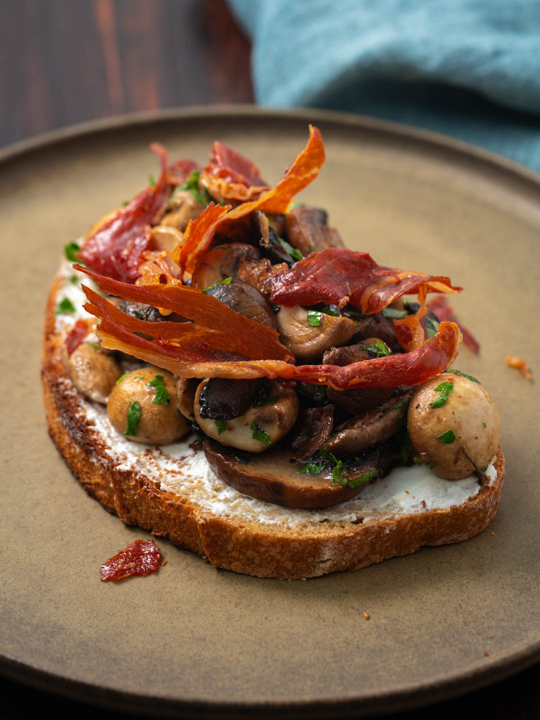 Mixed Mushrooms and Prosciutto on Toast  