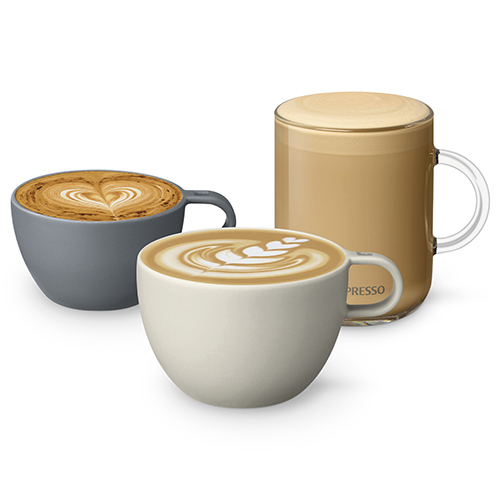 Coffee cups with latte art