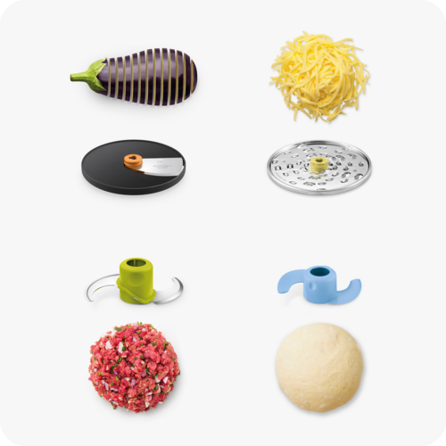 The colour coded blades with foods